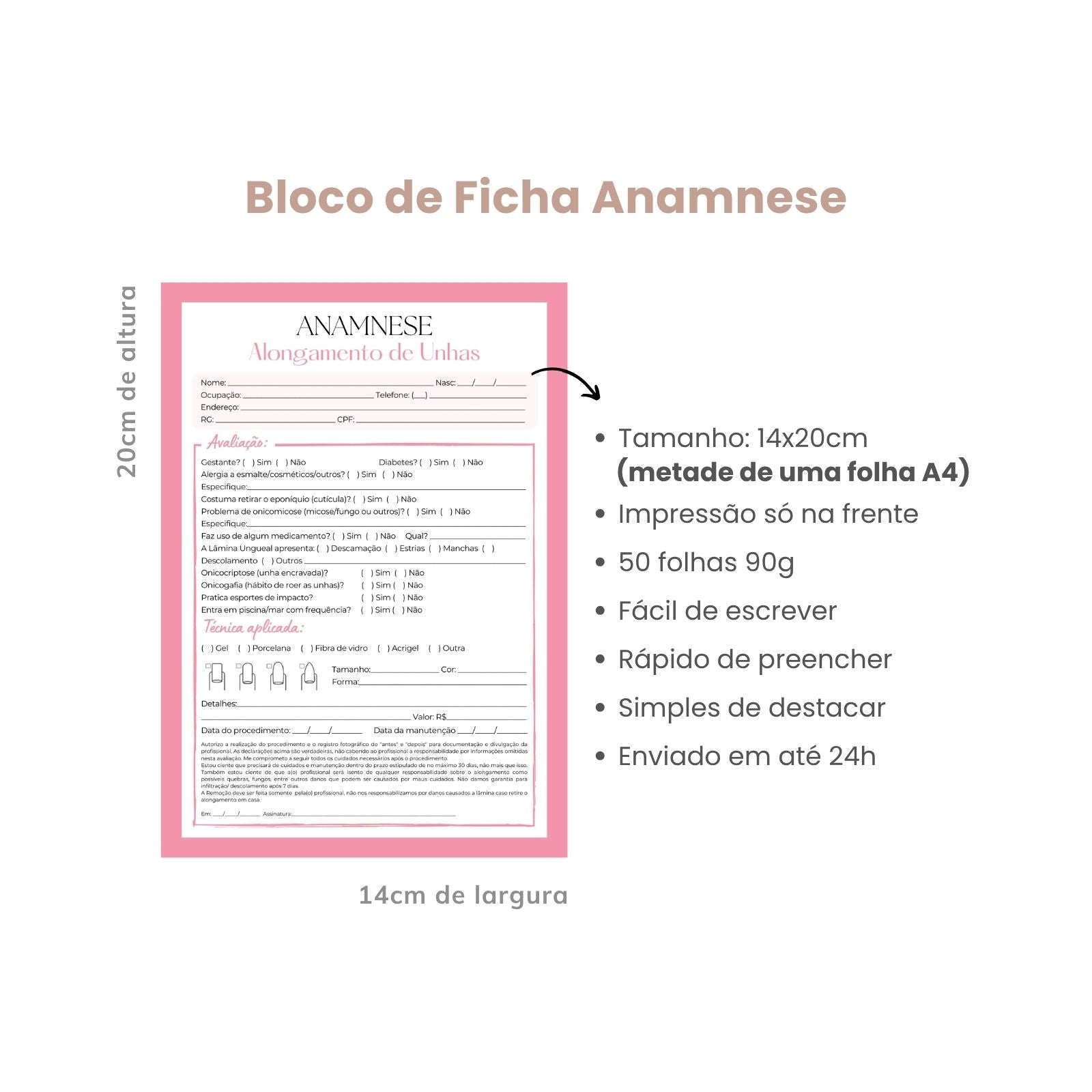 Ficha de Anamnese Alongamento de Unhas