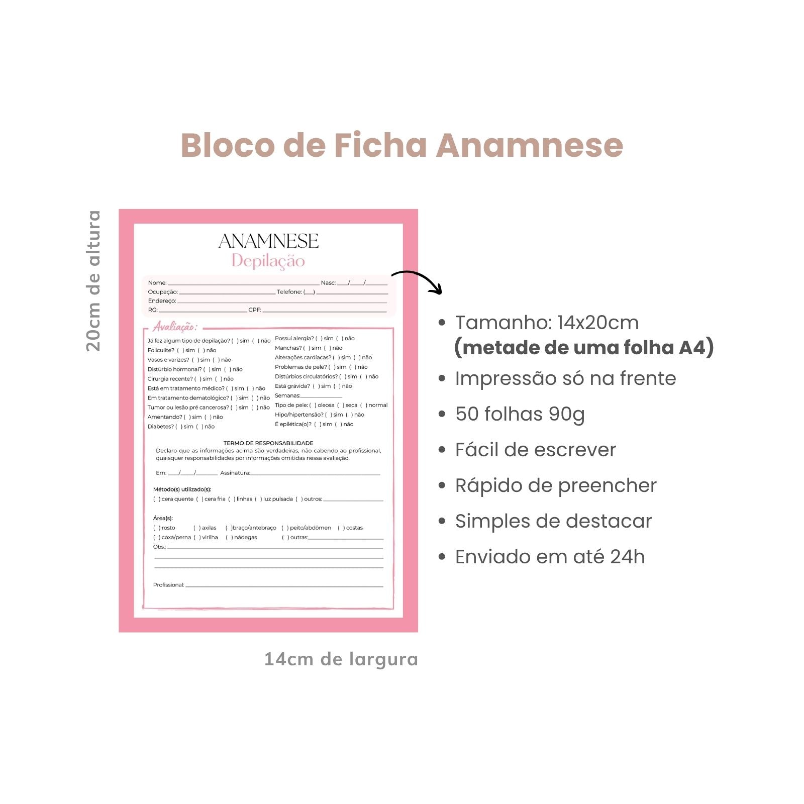 Ficha de Anamnese Depilação