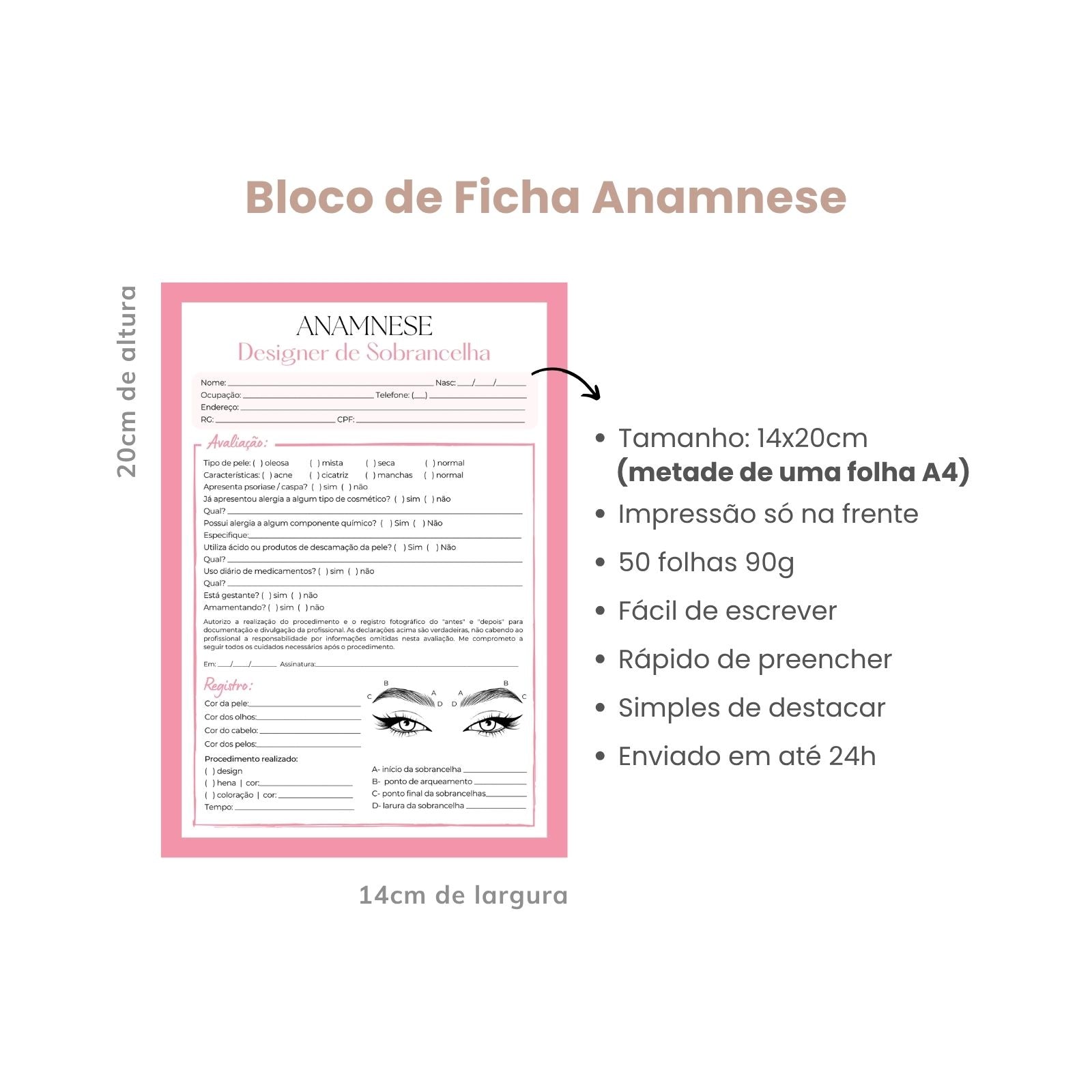 Ficha de Anamnese Design de Sobrancelhas