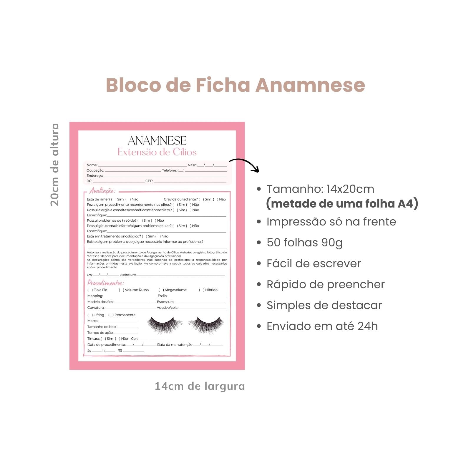 Ficha de Anamnese Extensão de Cílios