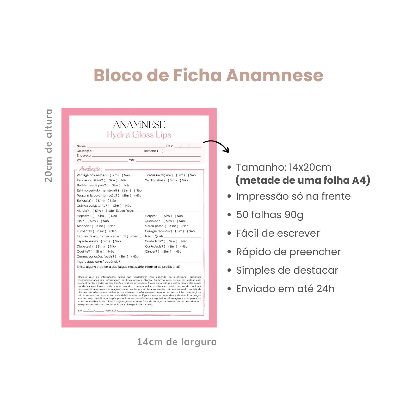 Ficha de Anamnese Hydra Gloss Lips