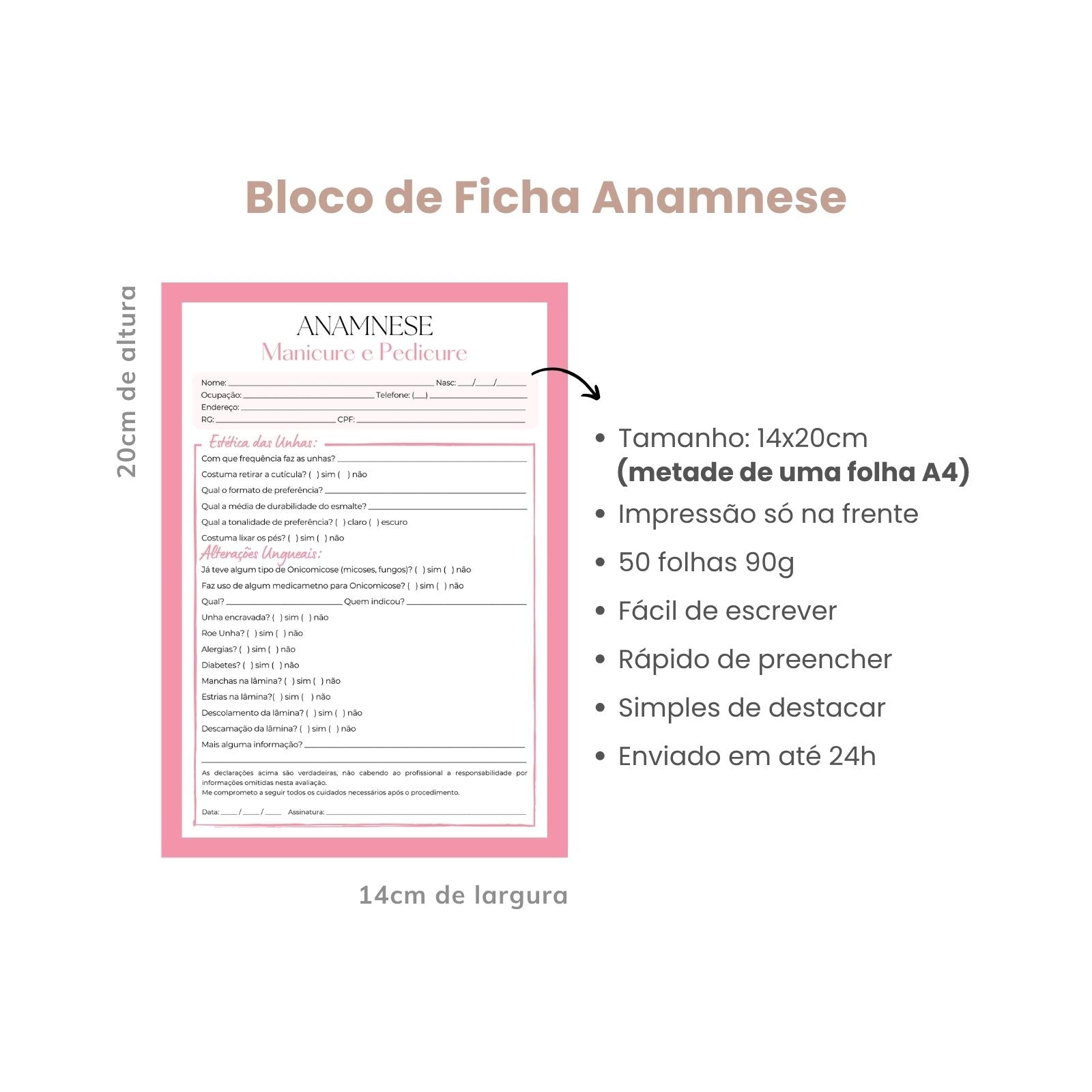 Ficha de Anamnese Manicure e Pedicure
