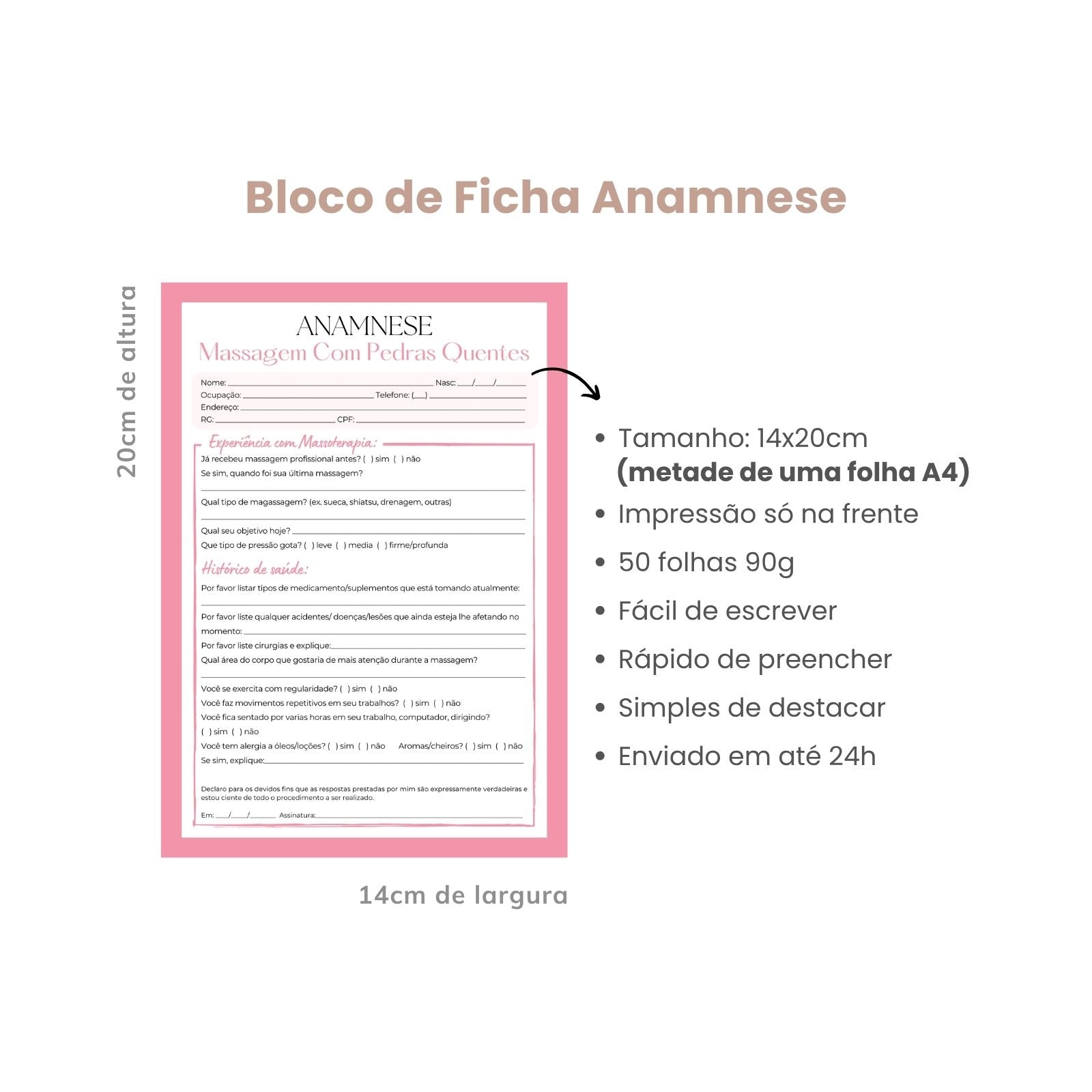 Ficha de Anamnese Massagem com Pedras Quentes