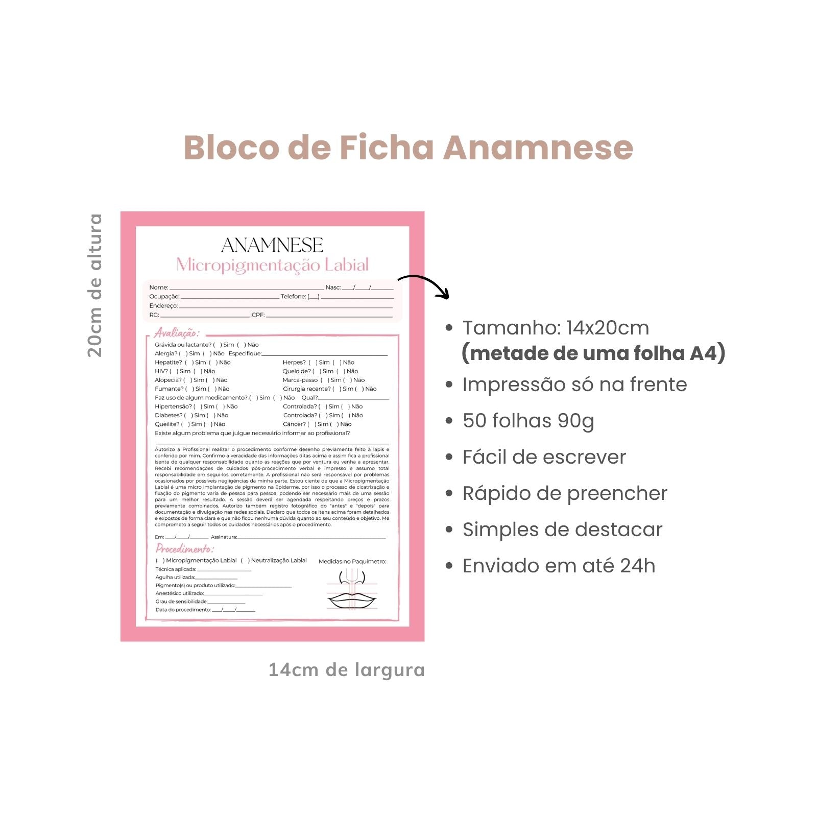 Ficha de Anamnese Micropigmentação Labial