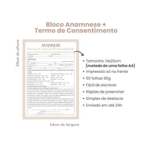 Anamnese Piercing com Termo de Responsabilidade