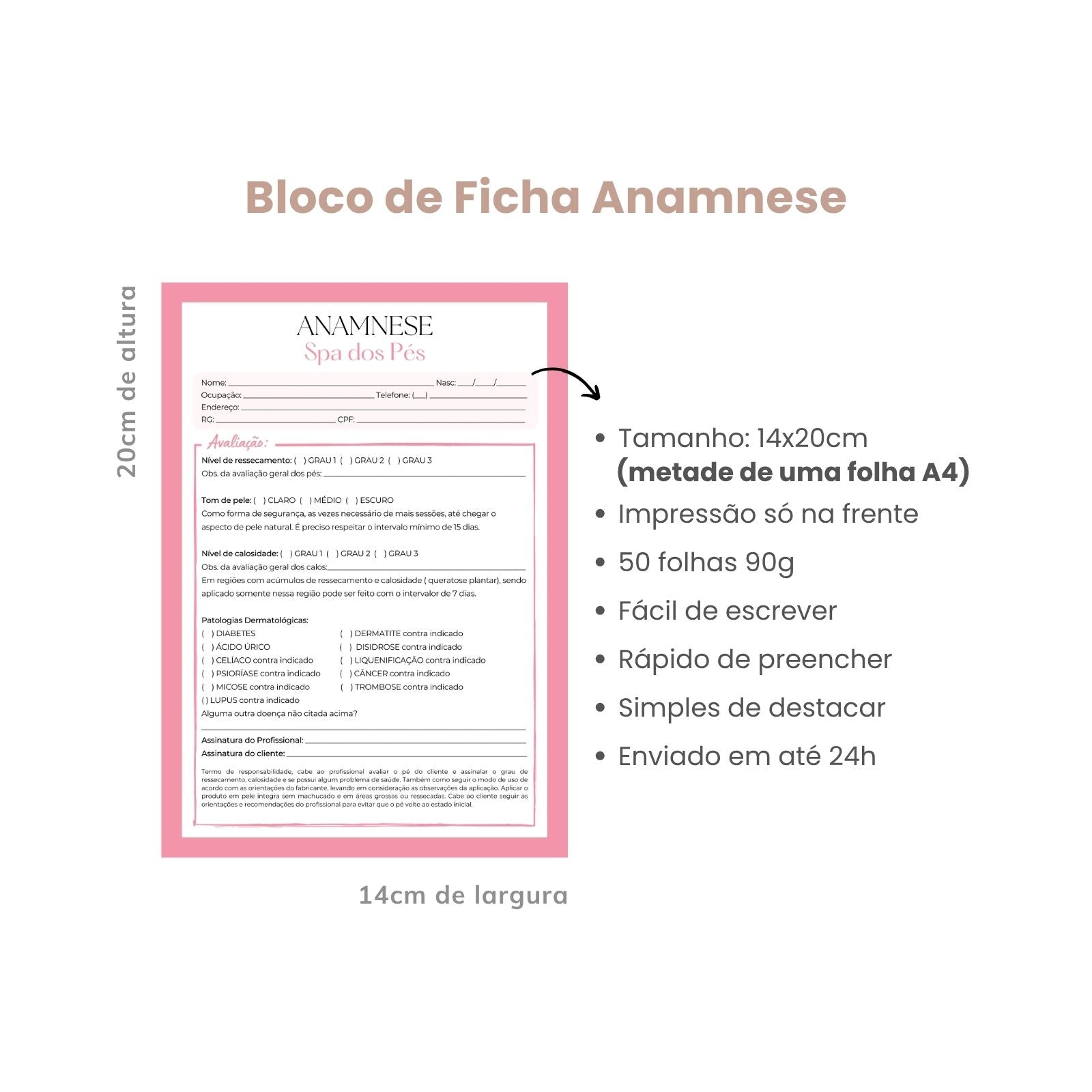 Ficha de Anamnese Spa dos Pés