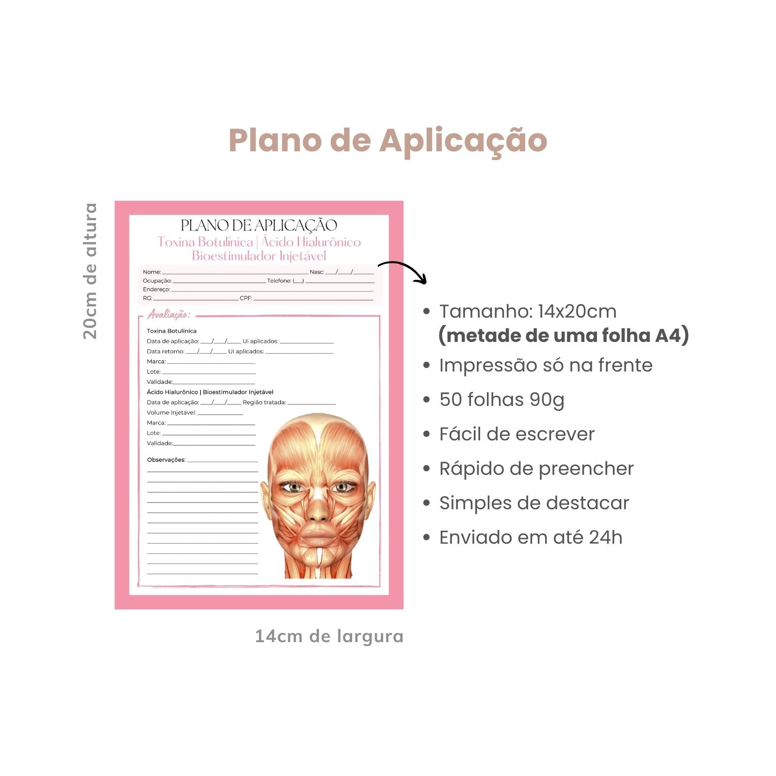 Plano de Aplicação Estética (Botox, Preenchimento e Bioestimulador)